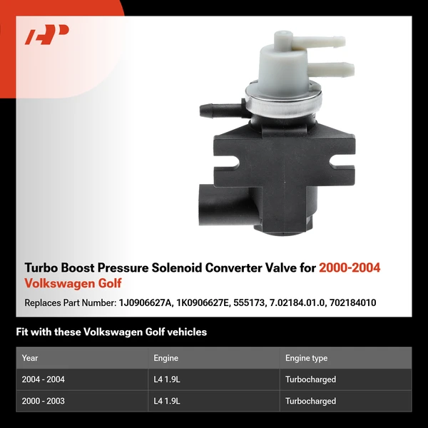 Turbo Boost Pressure Solenoid Converter Valve for 2000-2004 Volkswagen Golf