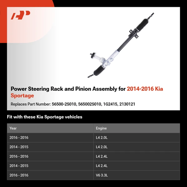 Power Steering Rack and Pinion Assembly for 2014-2016 Kia Sportage