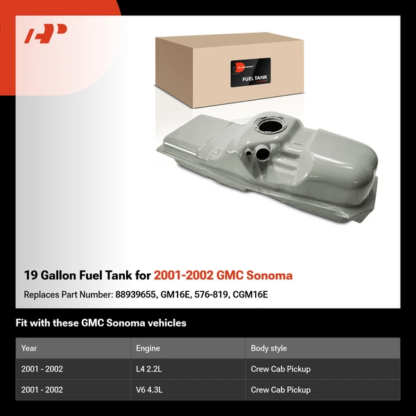 19 Gallon Fuel Tank for 2001-2002 GMC Sonoma