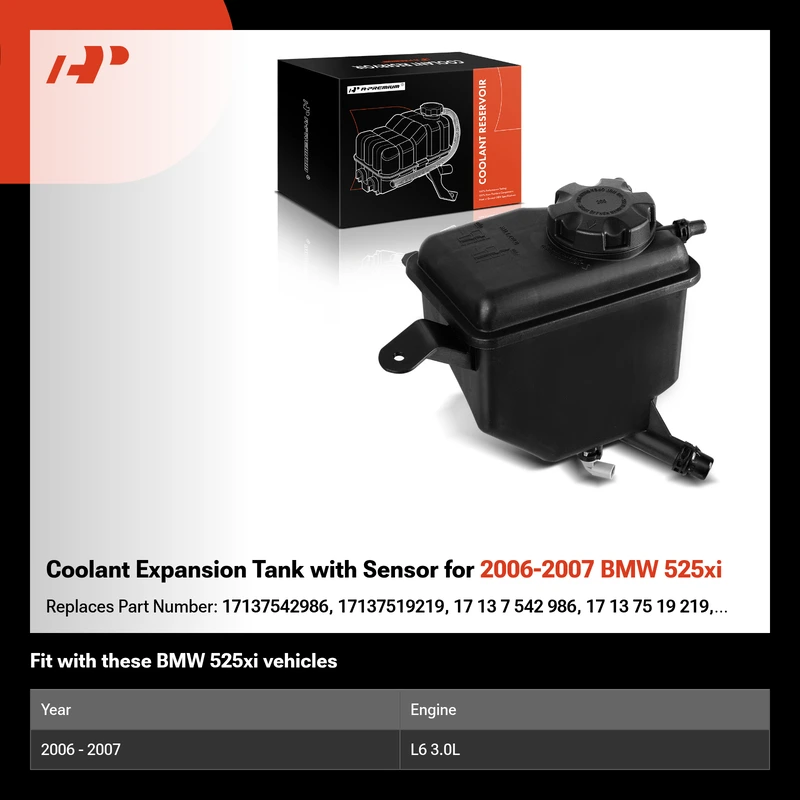 Coolant Expansion Tank with Sensor for 2006-2007 BMW 525xi