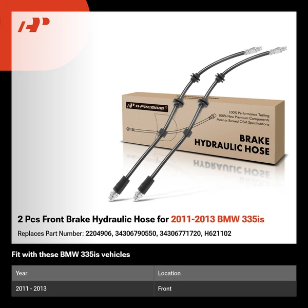 2 Pcs Front Brake Hydraulic Hose for 2011-2013 BMW 335is