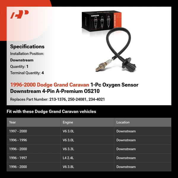 1996-2000 Dodge Grand Caravan 1-Pc Oxygen Sensor Downstream 4-Pin A-Premium OS210