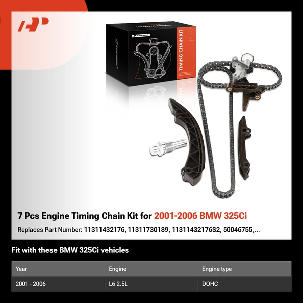 7 Pcs Engine Timing Chain Kit for 2001-2006 BMW 325Ci