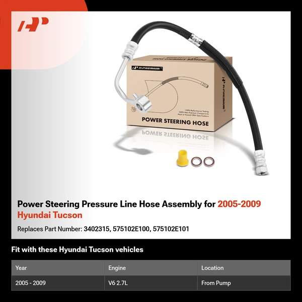 Power Steering Pressure Line Hose Assembly for 2005-2009 Hyundai Tucson