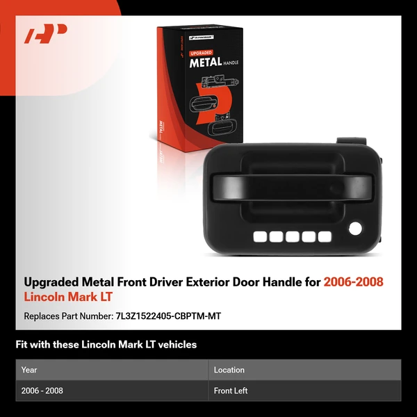 Upgraded Metal Front Driver Exterior Door Handle for 2006-2008 Lincoln Mark LT