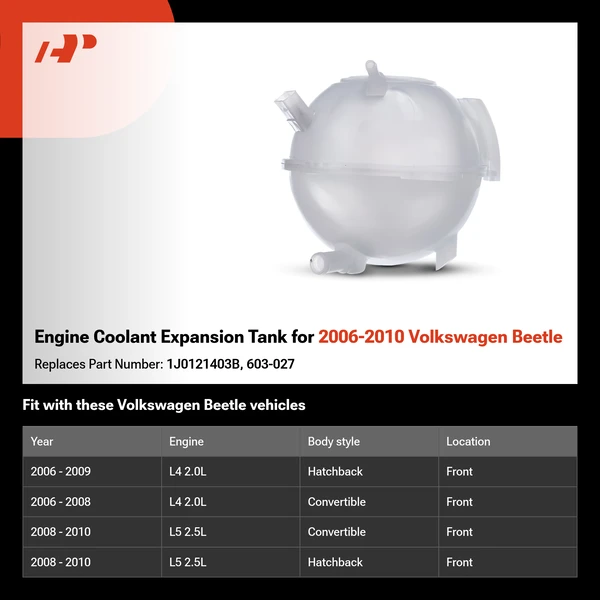 Engine Coolant Expansion Tank for 2006-2010 Volkswagen Beetle