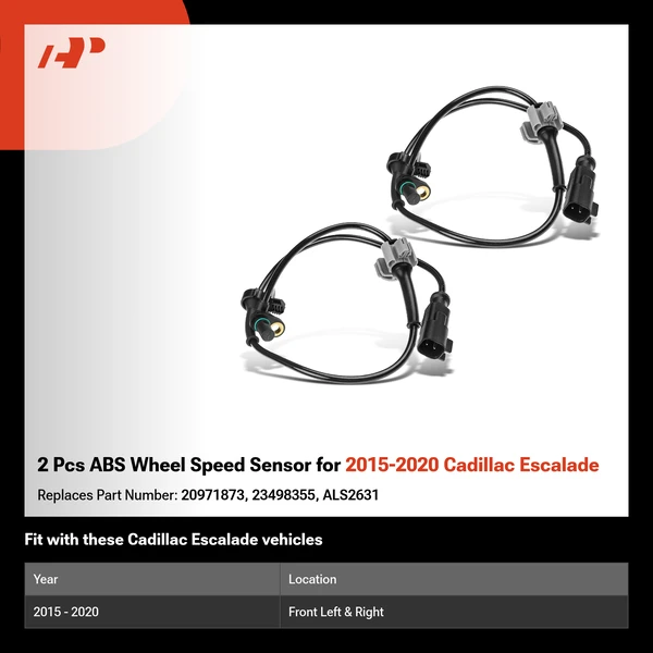 2 Pcs ABS Wheel Speed Sensor for 2015-2020 Cadillac Escalade