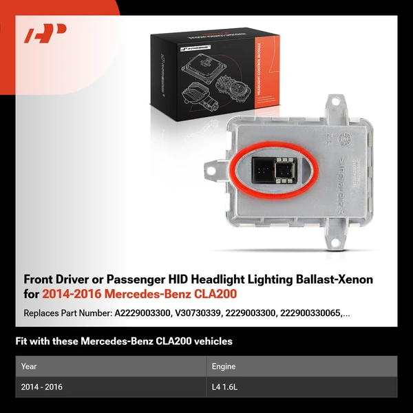 Front Driver or Passenger HID Headlight Lighting Ballast-Xenon for 2014-2016 Mercedes-Benz CLA200