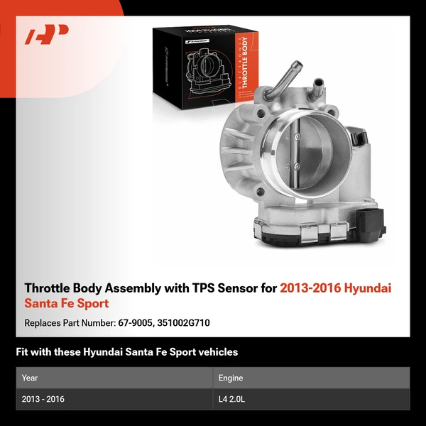 Throttle Body Assembly with TPS Sensor for 2013-2016 Hyundai Santa Fe Sport