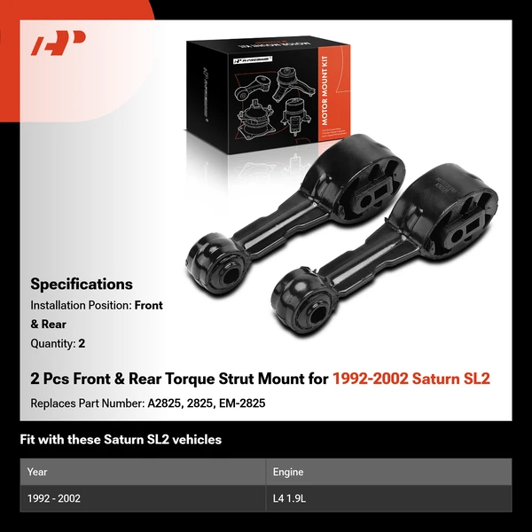 2 Pcs Front & Rear Torque Strut Mount for 1992-2002 Saturn SL2
