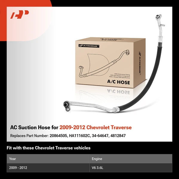 AC Suction Hose for 2009-2012 Chevrolet Traverse