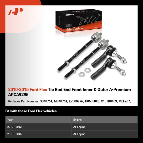 2010-2015 Ford Flex Tie Rod End Front Inner & Outer A-Premium APCA9295