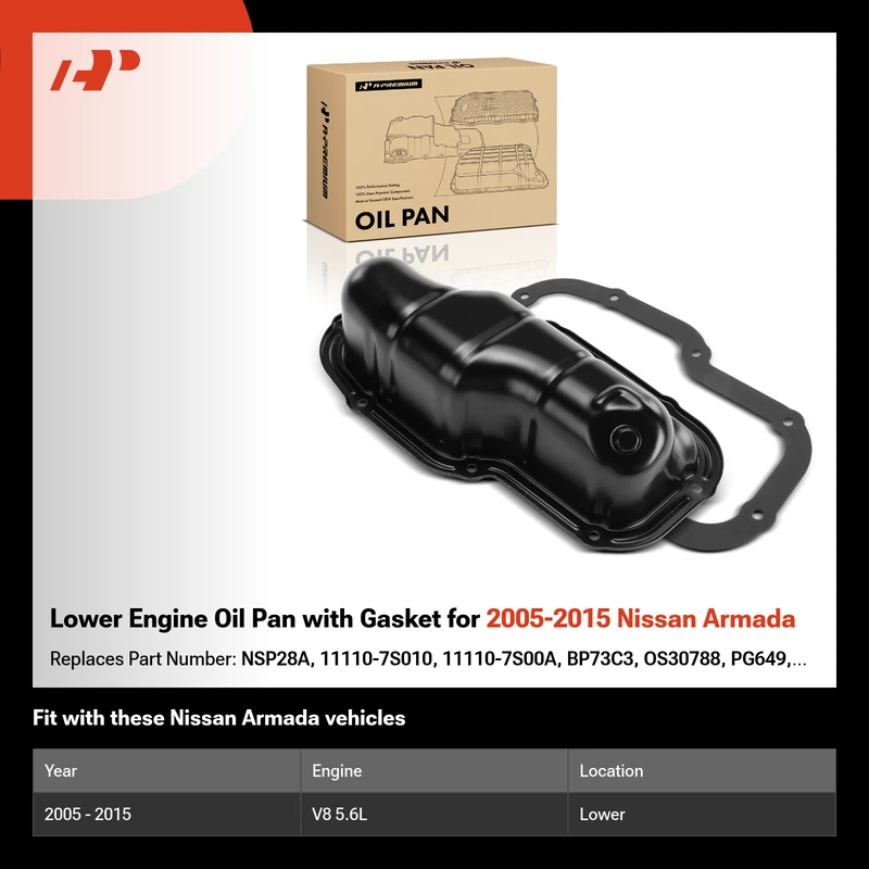 Lower Engine Oil Pan with Gasket for 2005-2015 Nissan Armada