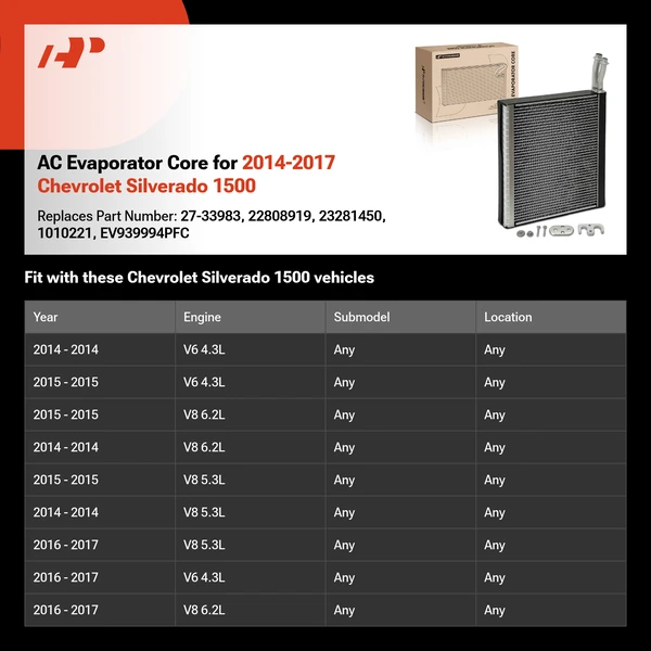AC Evaporator Core for 2014-2017 Chevrolet Silverado 1500