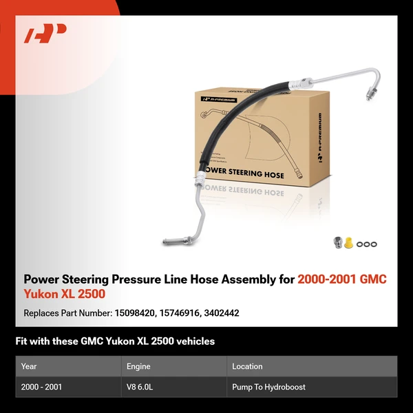 Power Steering Pressure Line Hose Assembly for 2000-2001 GMC Yukon XL 2500