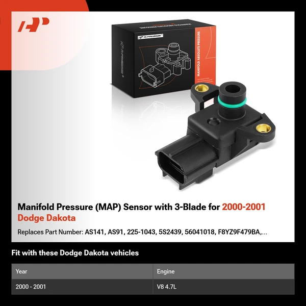 Manifold Pressure (MAP) Sensor with 3-Blade for 2000-2001 Dodge Dakota
