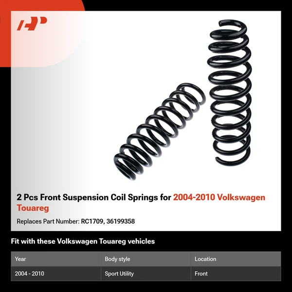 2 Pcs Front Suspension Coil Springs for 2004-2010 Volkswagen Touareg