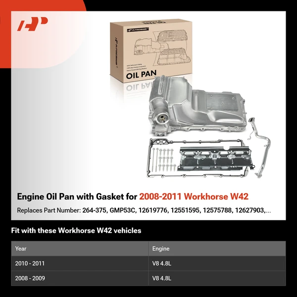 Engine Oil Pan with Gasket for 2008-2011 Workhorse W42
