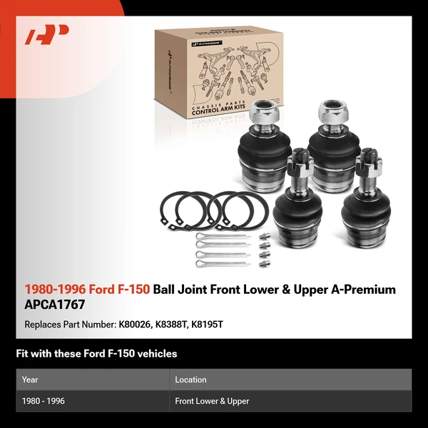 1980-1996 Ford F-150 Ball Joint Front Lower & Upper A-Premium APCA1767