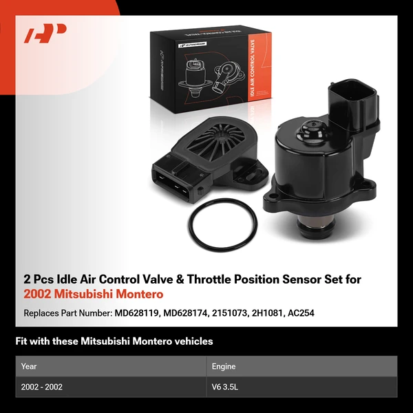 2 Pcs Idle Air Control Valve & Throttle Position Sensor Set for 2002 Mitsubishi Montero