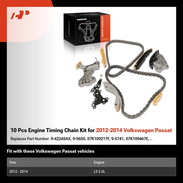 10 Pcs Engine Timing Chain Kit for 2012-2014 Volkswagen Passat