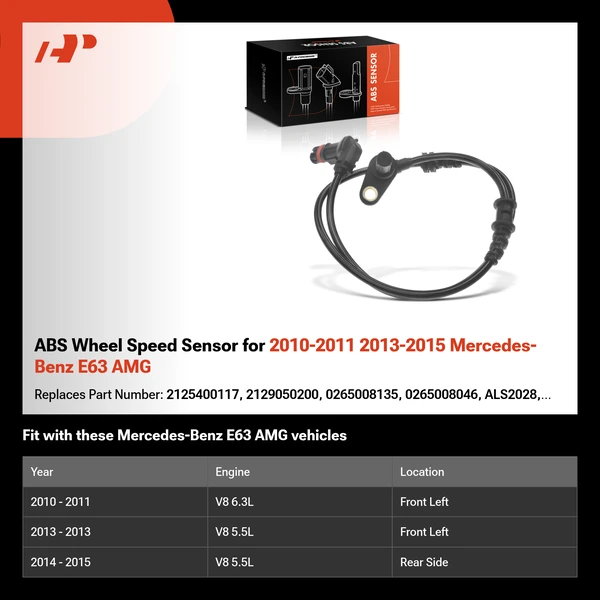 ABS Wheel Speed Sensor for 2010-2011 2013-2015 Mercedes-Benz E63 AMG