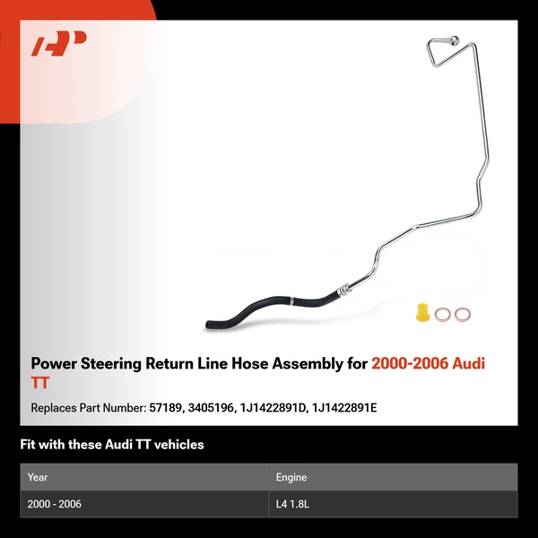 Power Steering Return Line Hose Assembly for 2000-2006 Audi TT