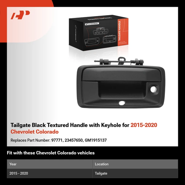 Tailgate Black Textured Handle with Keyhole for 2015-2020 Chevrolet Colorado