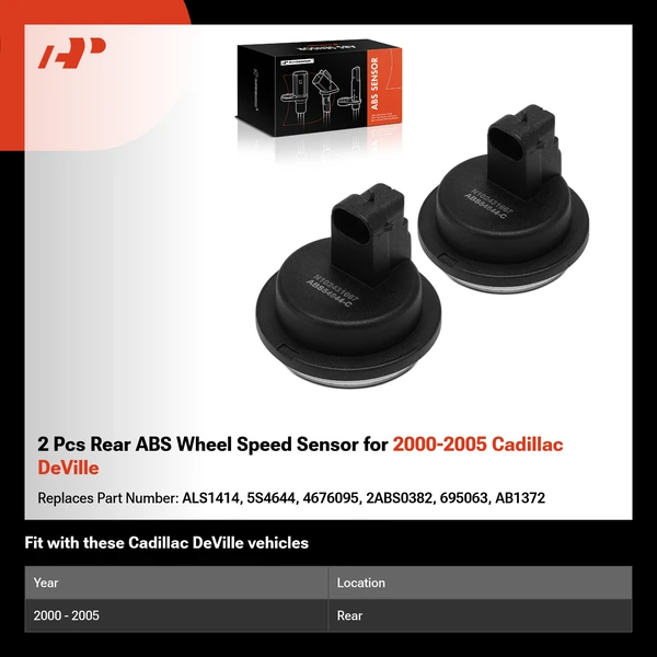 2 Pcs Rear ABS Wheel Speed Sensor for 2000-2005 Cadillac DeVille