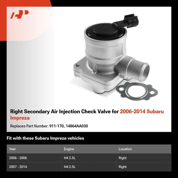 Right Secondary Air Injection Check Valve for 2006-2014 Subaru Impreza