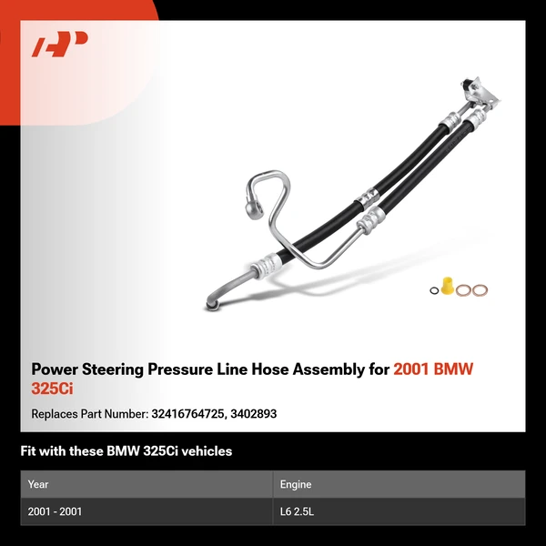 Power Steering Pressure Line Hose Assembly for 2001 BMW 325Ci