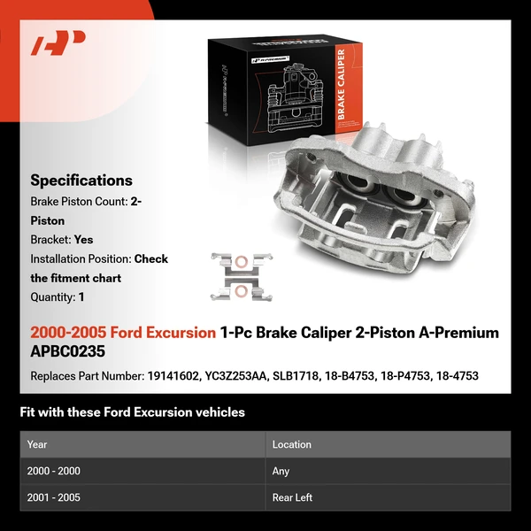 2000-2005 Ford Excursion 1-Pc Brake Caliper 2-Piston A-Premium APBC0235