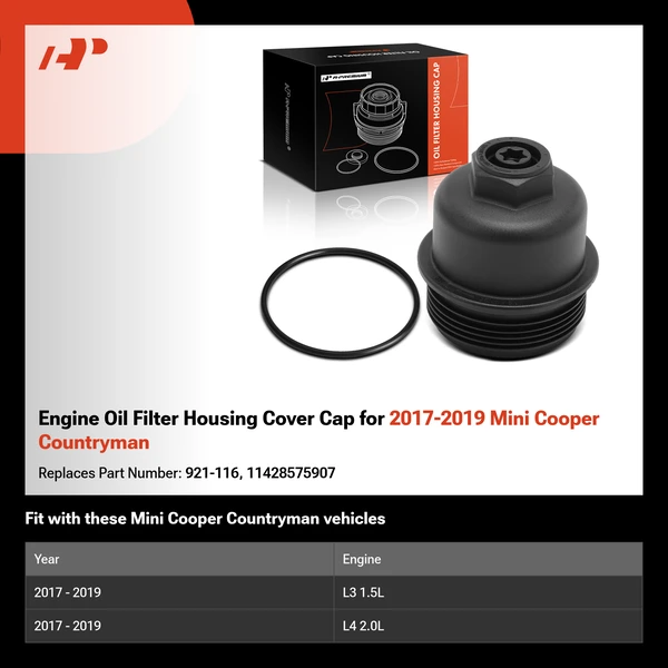 Engine Oil Filter Housing Cover Cap for 2017-2019 Mini Cooper Countryman