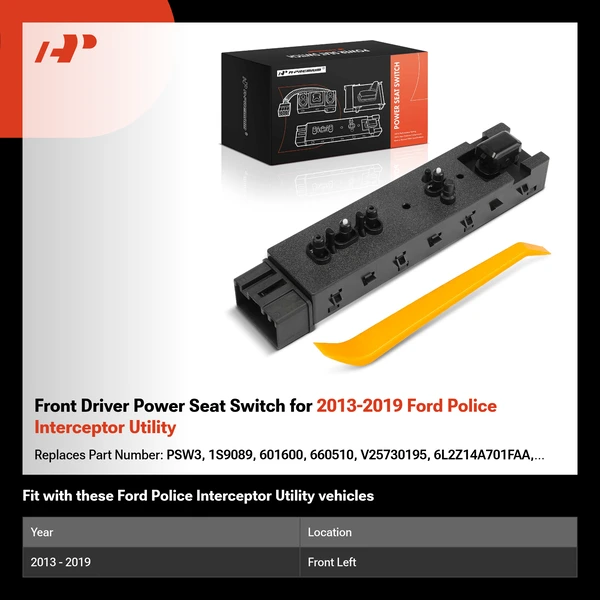 Front Driver Power Seat Switch for 2013-2019 Ford Police Interceptor Utility