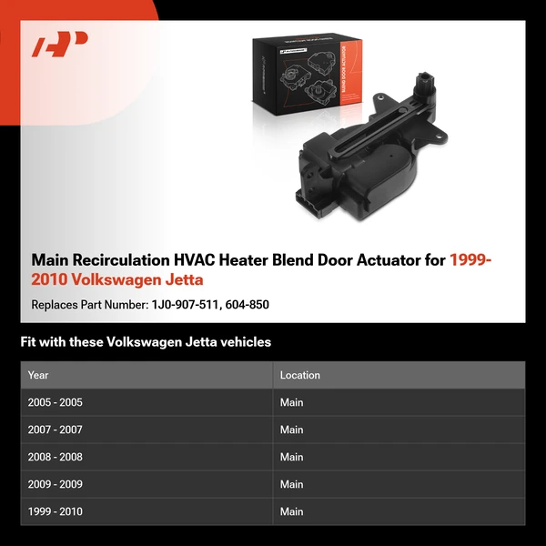 Main Recirculation HVAC Heater Blend Door Actuator for 1999-2010 Volkswagen Jetta