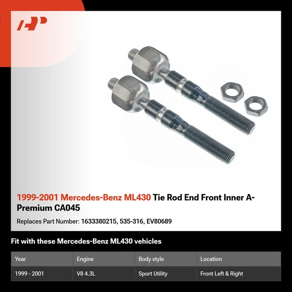 1999-2001 Mercedes-Benz ML430 Tie Rod End Front Inner A-Premium CA045
