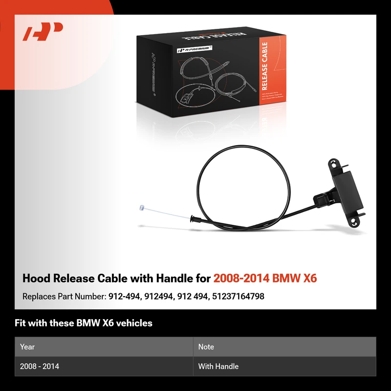 Hood Release Cable with Handle for 2008-2014 BMW X6