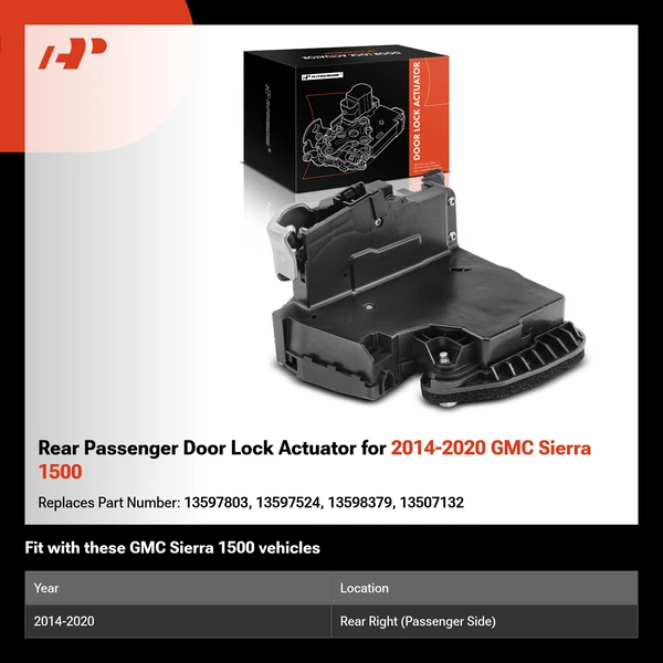 Rear Passenger Door Lock Actuator for 2014-2020 GMC Sierra 1500