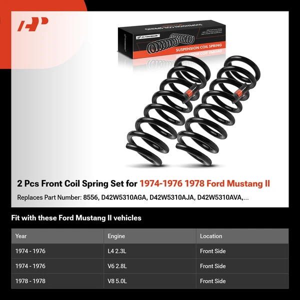 2 Pcs Front Coil Spring Set for 1974-1976 1978 Ford Mustang II