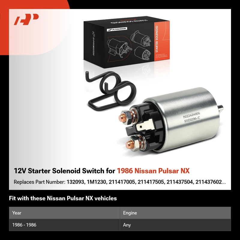 12V Starter Solenoid Switch for 1986 Nissan Pulsar NX