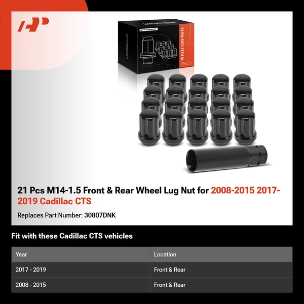 21 Pcs M14-1.5 Front & Rear Wheel Lug Nut for 2008-2015 2017-2019 Cadillac CTS