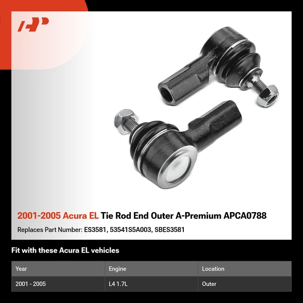 2001-2005 Acura EL Tie Rod End Outer A-Premium APCA0788