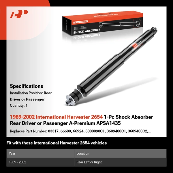 1989-2002 International Harvester 2654 1-Pc Shock Absorber Rear Driver or Passenger A-Premium APSA1435