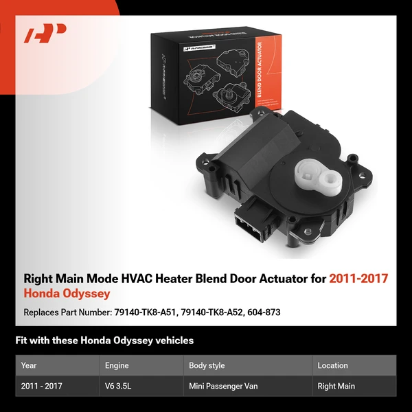 Right Main Mode HVAC Heater Blend Door Actuator for 2011-2017 Honda Odyssey