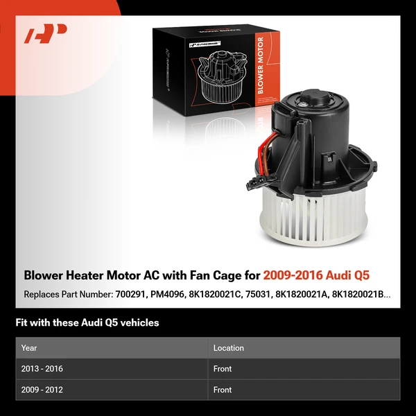 Blower Heater Motor AC with Fan Cage for 2009-2016 Audi Q5