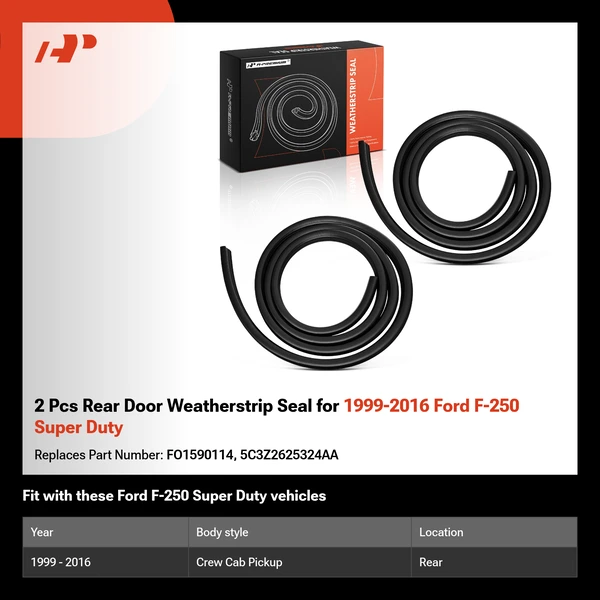 2 Pcs Rear Door Weatherstrip Seal for 1999-2016 Ford F-250 Super Duty