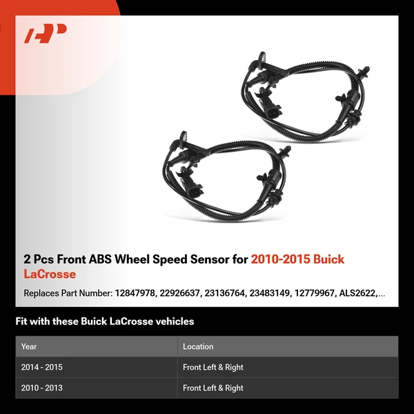 2 Pcs Front ABS Wheel Speed Sensor for 2010-2015 Buick LaCrosse