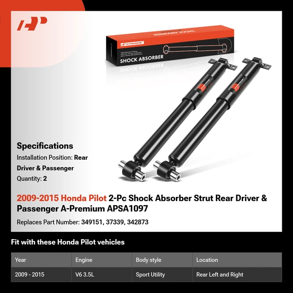 2009-2015 Honda Pilot 2-Pc Shock Absorber Strut Rear Driver & Passenger A-Premium APSA1097