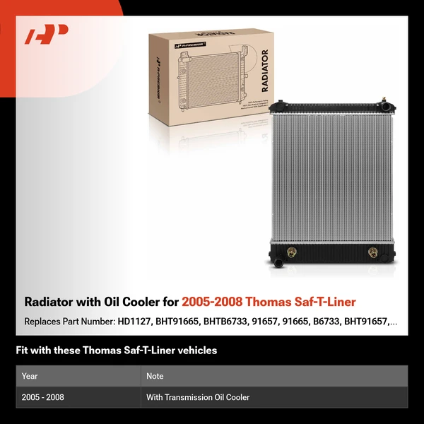 Radiator with Oil Cooler for 2005-2008 Thomas Saf-T-Liner
