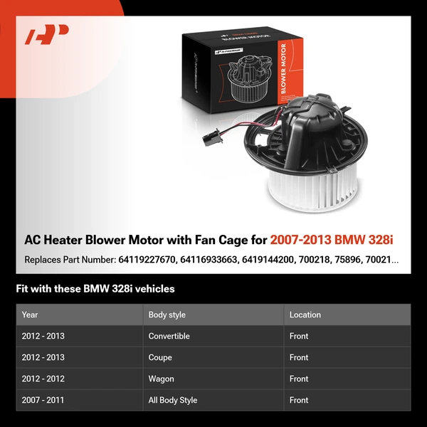 AC Heater Blower Motor with Fan Cage for 2007-2013 BMW 328i